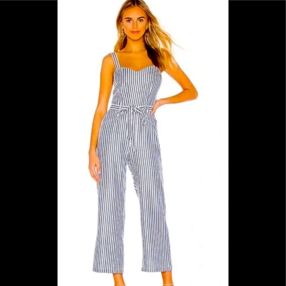Paige Emma Dark Blue Striped Jumpsuit